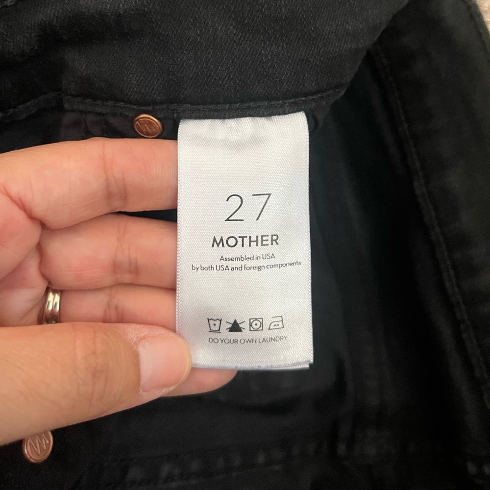 Women’s Mother The Pixie Dazzler Ankle Fray Jeans Not Guilty Black Size 27 - Picture 10 of 13